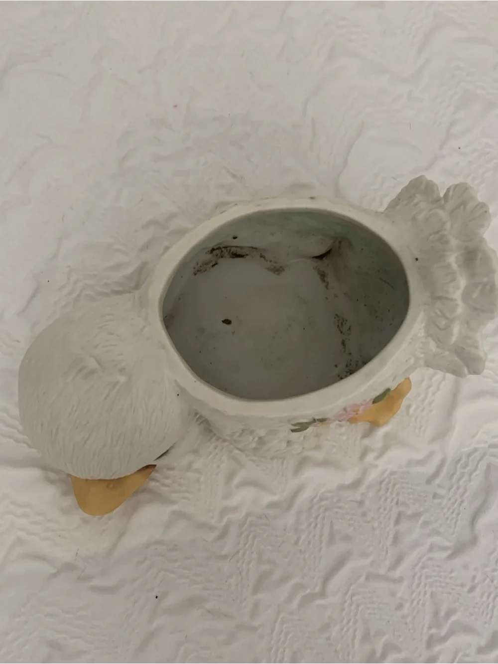 Vintage 60's-70's~Porcelain Duck Planter~Florals, Tail In Air~Made in Mexico MCM